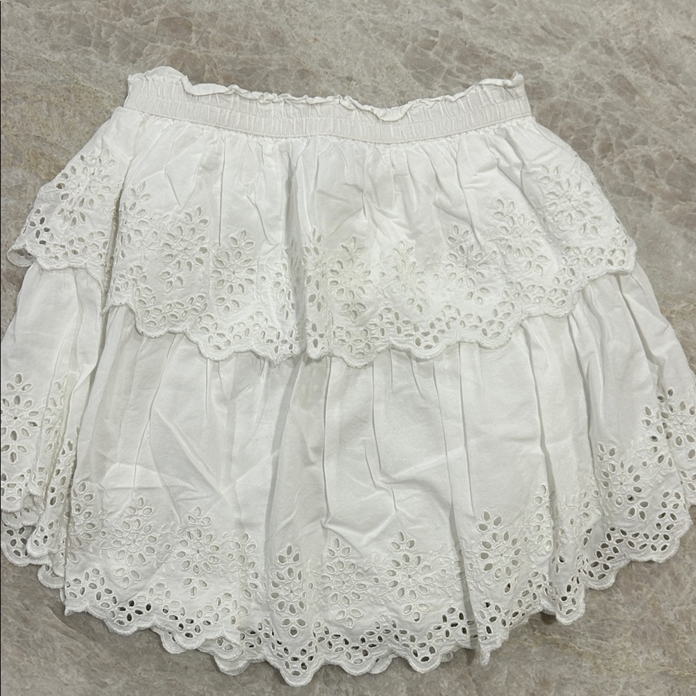 Gap White Eyelet Tiered Cotton Skirt